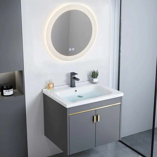 Sleek Vanity Setup with Illuminated Circular Mirror